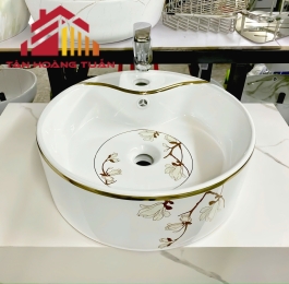 Lavabo kiểu tròn - hoa văn
