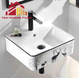 Lavabo kiểu vuông - hoa văn