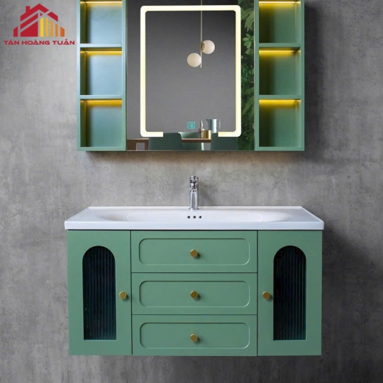 Bộ tủ gương lavabo phòng tắm cao cấp 012