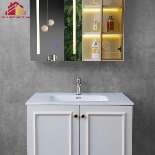 Bộ tủ gương lavabo phòng tắm cao cấp 005