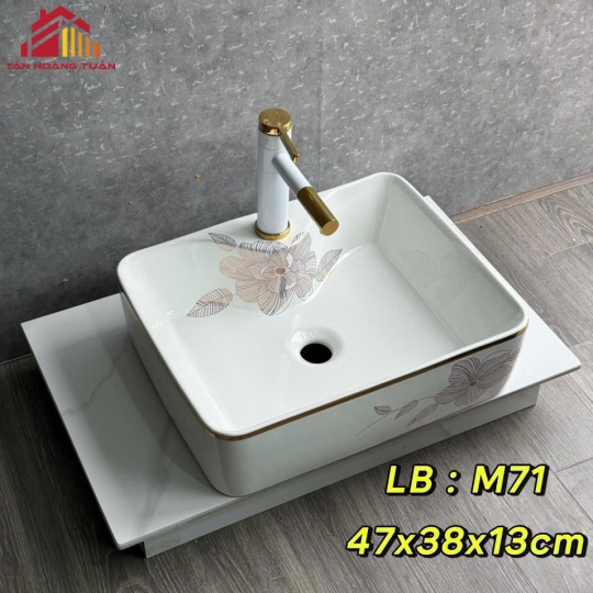 Lavabo vuông - hoa văn