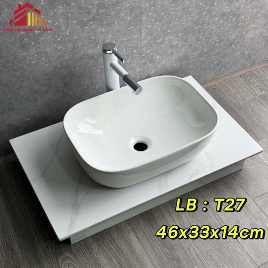 Lavabo bầu tròn - basic trắng