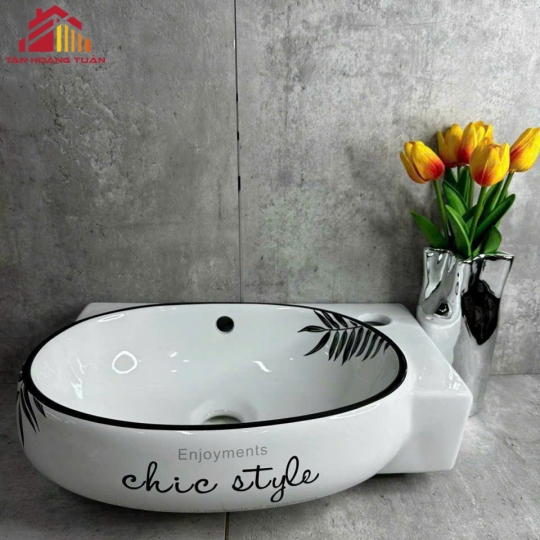 Lavabo kiểu tròn - hoa văn - basic