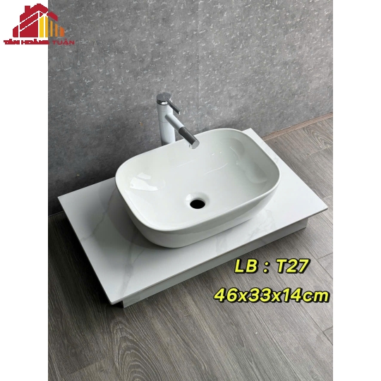 Lavabo bầu tròn - basic trắng